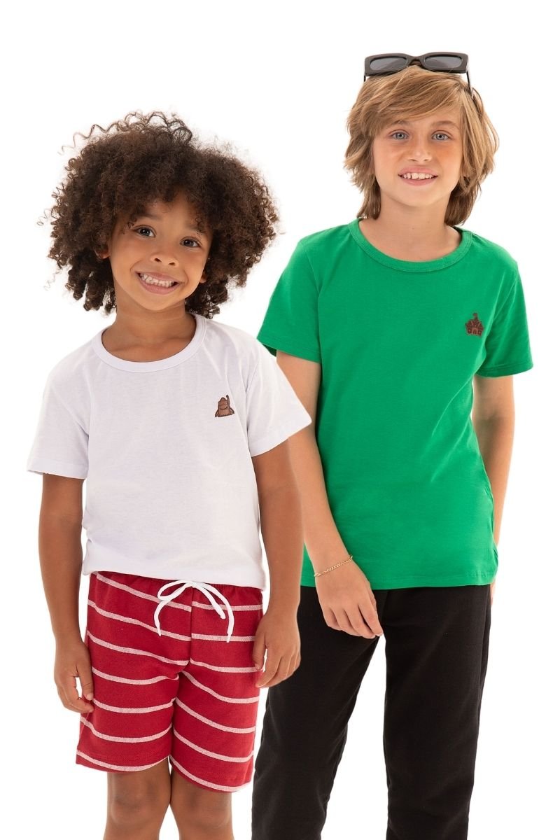 Kit com 8 Camisas Básicas Infantis Masculinas – Sortidas