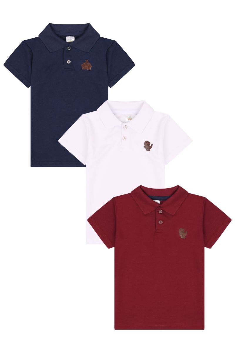 Kit com 5 Camisas Polo Infantis Masculinas – Sortidas