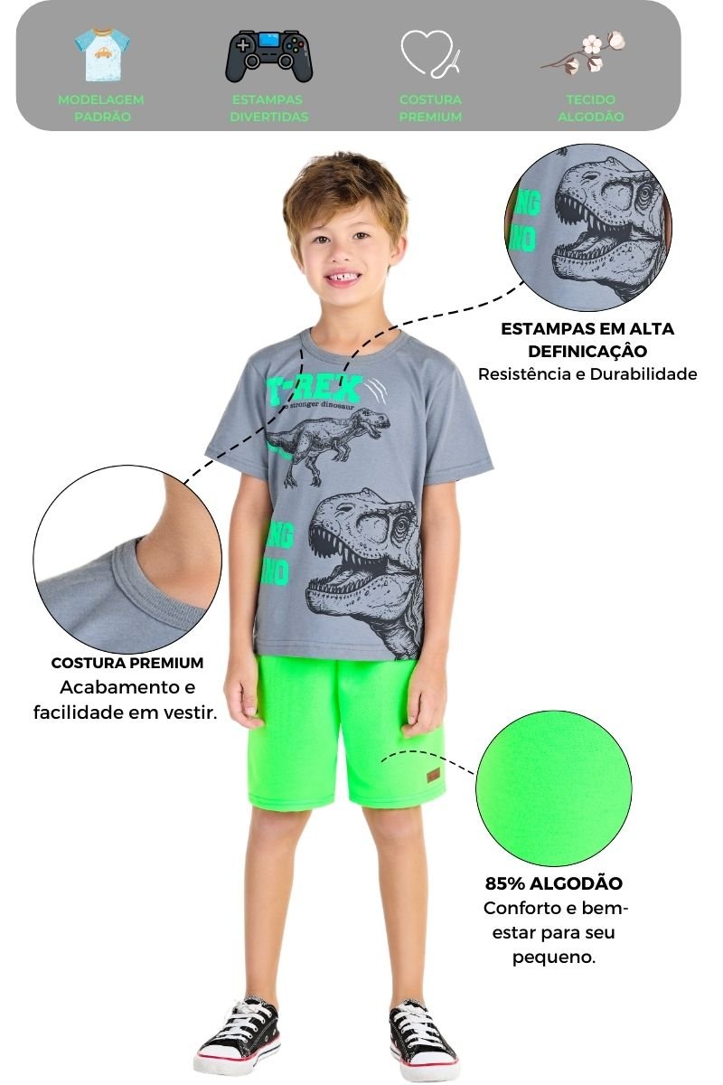 Kit 5 Conjuntos Infantis Masculinos – Estampas Sortidas